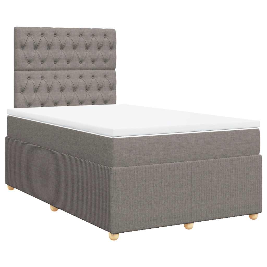 Κρεβάτι Boxspring με Στρώμα Taupe 120x190 εκ. Υφασμάτινο - Pakobazaar