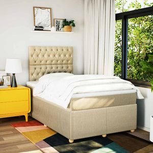 Κρεβάτι Boxspring με Στρώμα Κρεμ 120x190 εκ. Υφασμάτινο - Pakobazaar