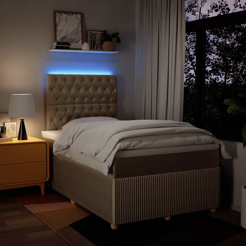 Κρεβάτι Boxspring με Στρώμα Κρεμ 120x190 εκ. Υφασμάτινο - Pakobazaar