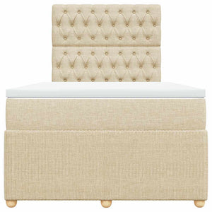 Κρεβάτι Boxspring με Στρώμα Κρεμ 120x190 εκ. Υφασμάτινο - Pakobazaar