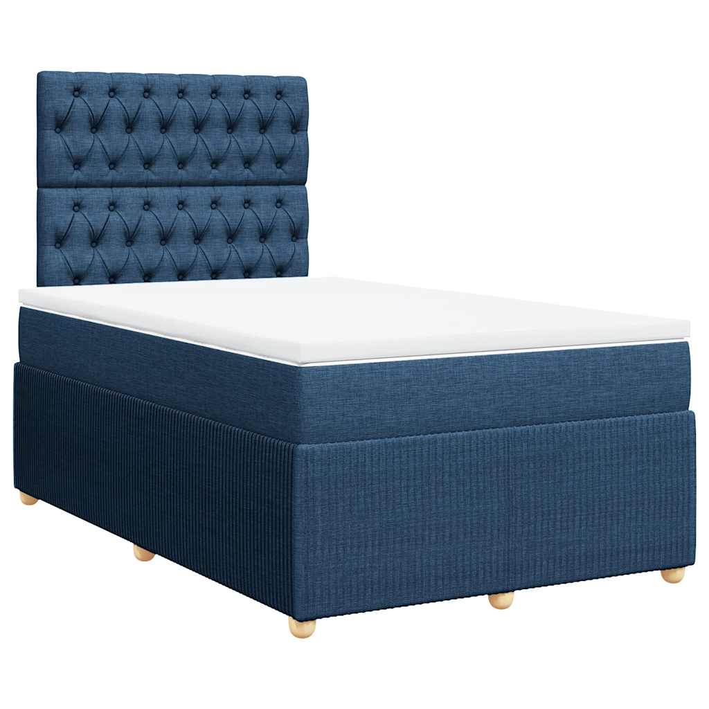 Κρεβάτι Boxspring με Στρώμα Μπλε 120x190 εκ. Υφασμάτινο - Pakobazaar