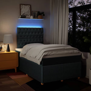 Κρεβάτι Boxspring με Στρώμα Μπλε 120x190 εκ. Υφασμάτινο - Pakobazaar