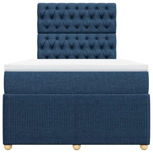 Κρεβάτι Boxspring με Στρώμα Μπλε 120x190 εκ. Υφασμάτινο - Pakobazaar