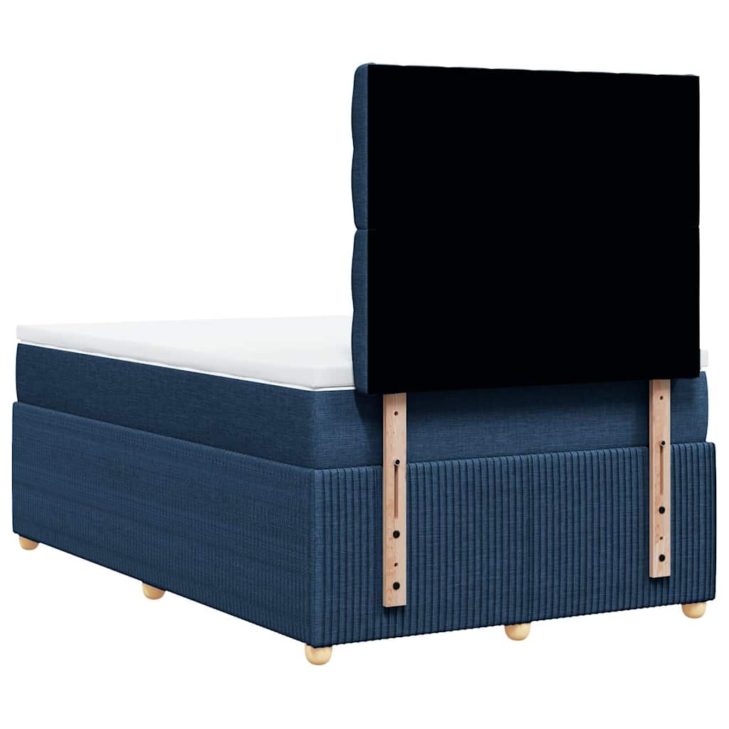 Κρεβάτι Boxspring με Στρώμα Μπλε 120x190 εκ. Υφασμάτινο - Pakobazaar