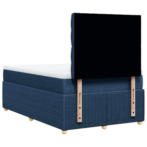 Κρεβάτι Boxspring με Στρώμα Μπλε 120x190 εκ. Υφασμάτινο - Pakobazaar