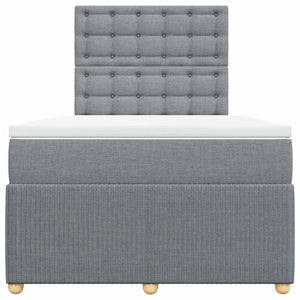 Κρεβάτι Boxspring με Στρώμα Ανοιχτό Γκρι 120x190 εκ. Υφασμάτινο - Pakobazaar