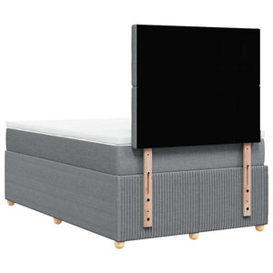 Κρεβάτι Boxspring με Στρώμα Ανοιχτό Γκρι 120x190 εκ. Υφασμάτινο - Pakobazaar
