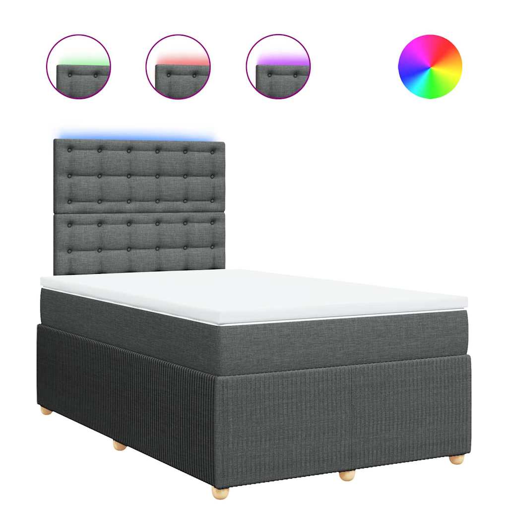 Κρεβάτι Boxspring με Στρώμα Σκούρο Γκρι 120x190 εκ Υφασμάτινο - Pakobazaar