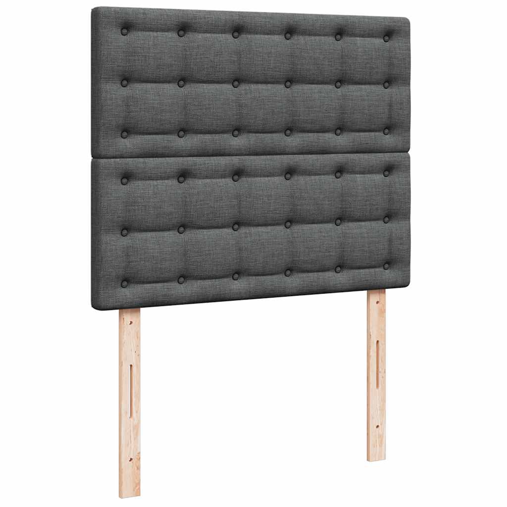Κρεβάτι Boxspring με Στρώμα Σκούρο Γκρι 120x190 εκ Υφασμάτινο - Pakobazaar