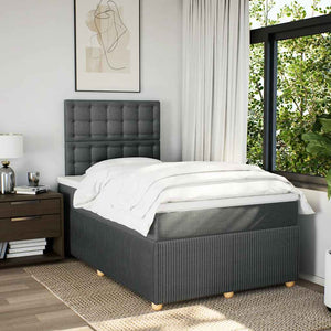 Κρεβάτι Boxspring με Στρώμα Σκούρο Γκρι 120x190 εκ Υφασμάτινο - Pakobazaar