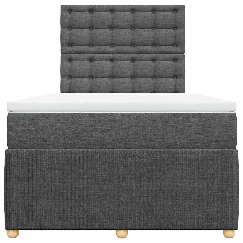 Κρεβάτι Boxspring με Στρώμα Σκούρο Γκρι 120x190 εκ Υφασμάτινο - Pakobazaar