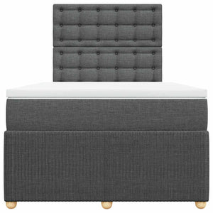 Κρεβάτι Boxspring με Στρώμα Σκούρο Γκρι 120x190 εκ Υφασμάτινο - Pakobazaar