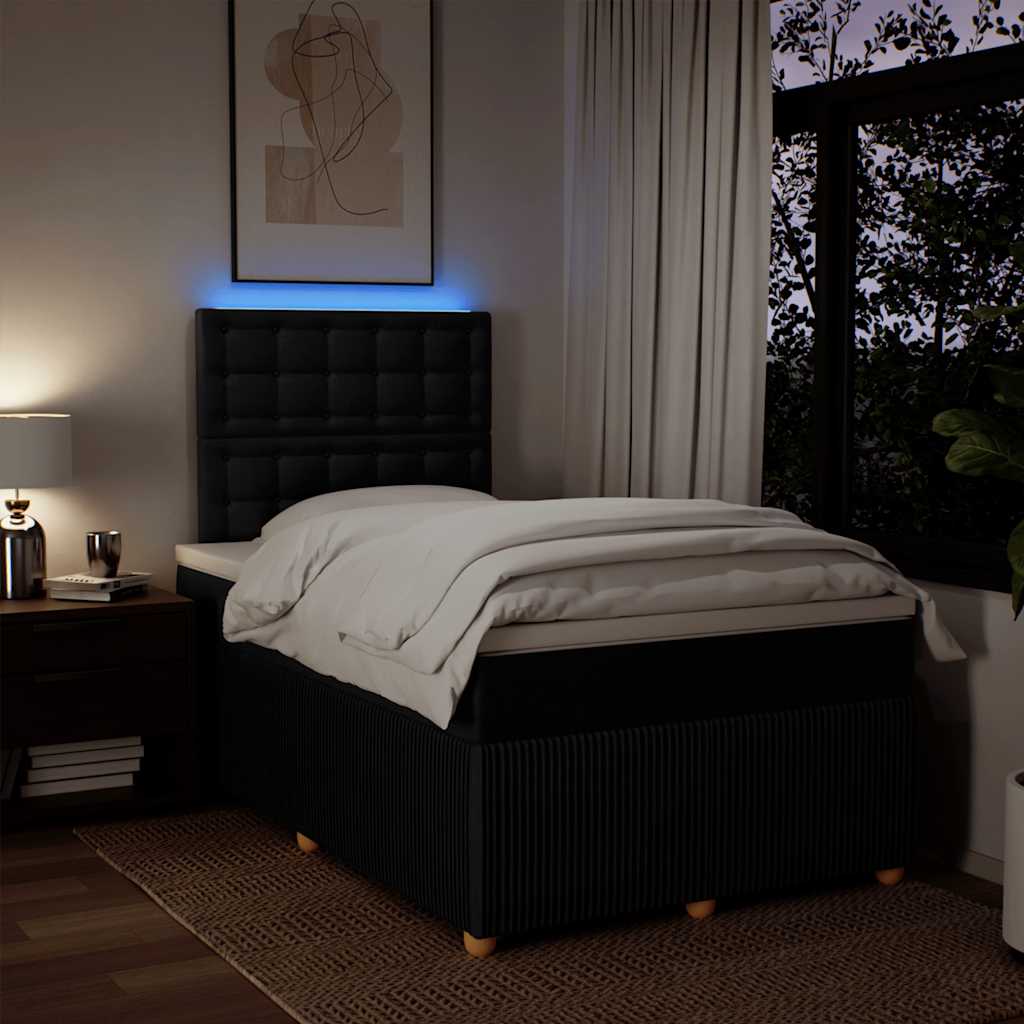 Κρεβάτι Boxspring με Στρώμα Μαύρο 120x190 εκ. Υφασμάτινο - Pakobazaar