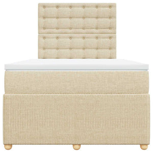 Κρεβάτι Boxspring με Στρώμα Κρεμ 120x190 εκ. Υφασμάτινο - Pakobazaar