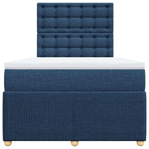 Κρεβάτι Boxspring με Στρώμα Μπλε 120x190 εκ. Υφασμάτινο - Pakobazaar