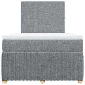 Κρεβάτι Boxspring με Στρώμα Ανοιχτό Γκρι 120x200 εκ. Υφασμάτινο - Pakobazaar