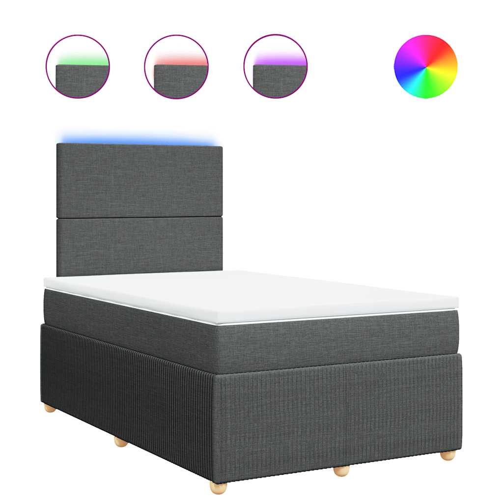 Κρεβάτι Boxspring με Στρώμα Σκούρο Γκρι 120x200 εκ. Υφασμάτινο - Pakobazaar