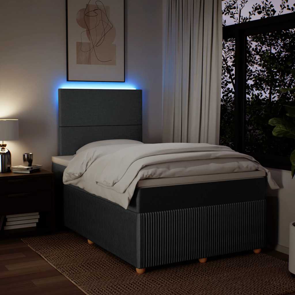 Κρεβάτι Boxspring με Στρώμα Σκούρο Γκρι 120x200 εκ. Υφασμάτινο - Pakobazaar