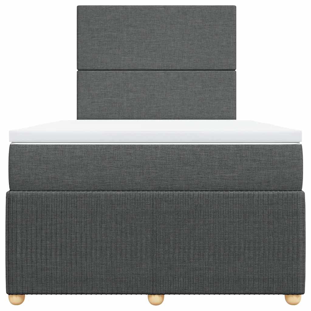 Κρεβάτι Boxspring με Στρώμα Σκούρο Γκρι 120x200 εκ. Υφασμάτινο - Pakobazaar