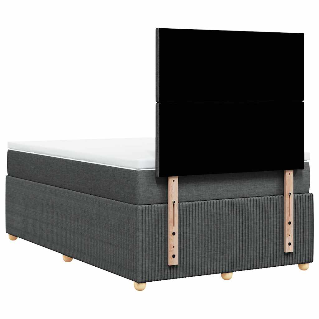 Κρεβάτι Boxspring με Στρώμα Σκούρο Γκρι 120x200 εκ. Υφασμάτινο - Pakobazaar