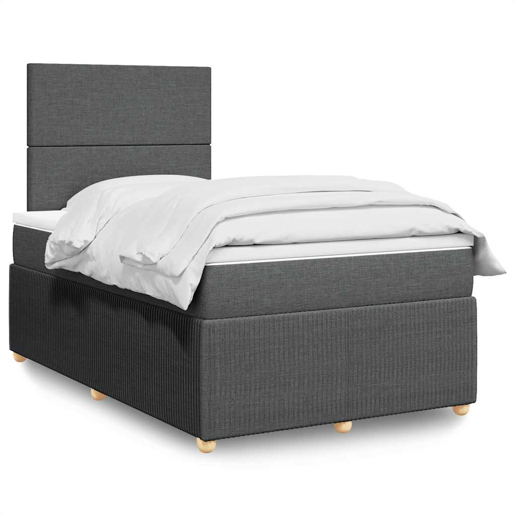 Κρεβάτι Boxspring με Στρώμα Σκούρο Γκρι 120x200 εκ. Υφασμάτινο - Pakobazaar
