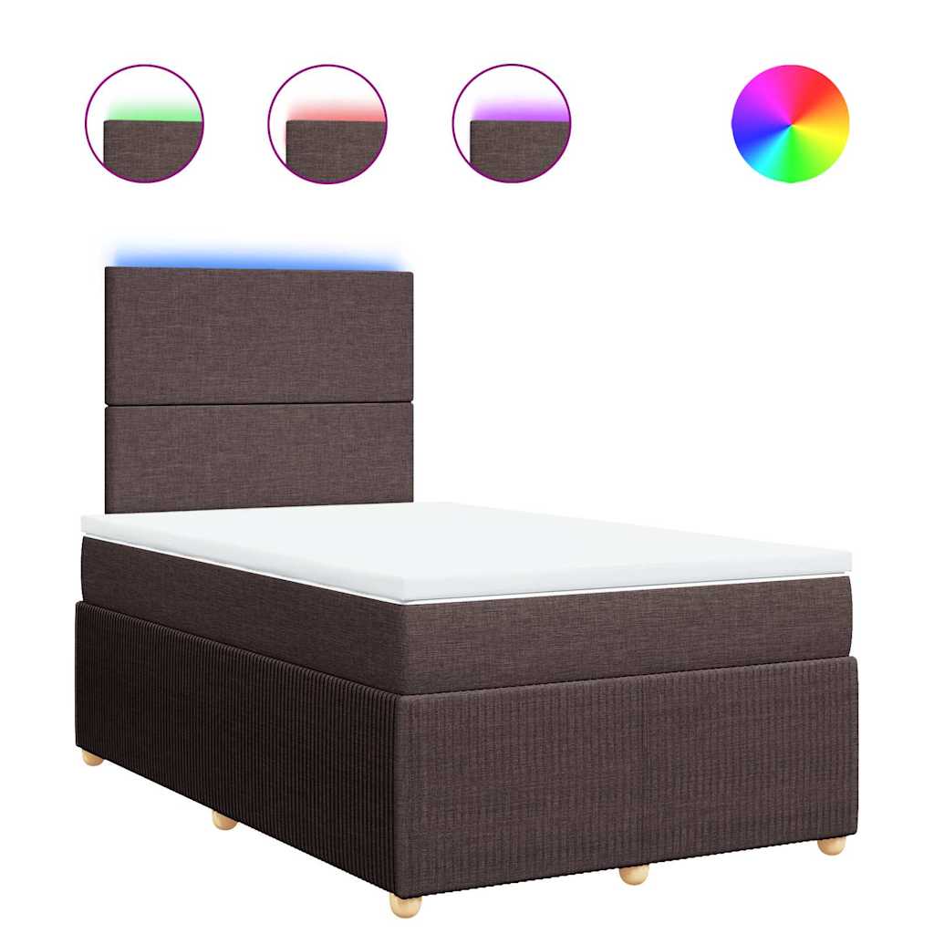 Κρεβάτι Boxspring με Στρώμα Σκούρο Καφέ 120x200 εκ. Υφασμάτινο - Pakobazaar