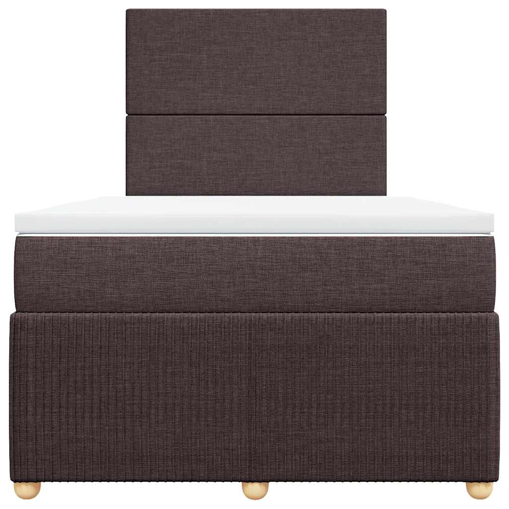 Κρεβάτι Boxspring με Στρώμα Σκούρο Καφέ 120x200 εκ. Υφασμάτινο - Pakobazaar