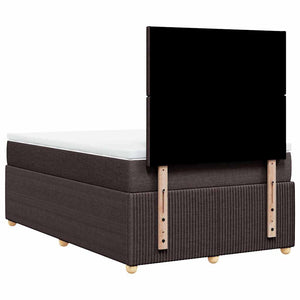 Κρεβάτι Boxspring με Στρώμα Σκούρο Καφέ 120x200 εκ. Υφασμάτινο - Pakobazaar
