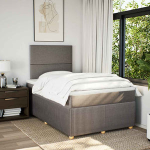 Κρεβάτι Boxspring με Στρώμα Taupe 120x200 εκ. Υφασμάτινο - Pakobazaar