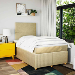 Κρεβάτι Boxspring με Στρώμα Κρεμ 120x200 εκ. Υφασμάτινο - Pakobazaar