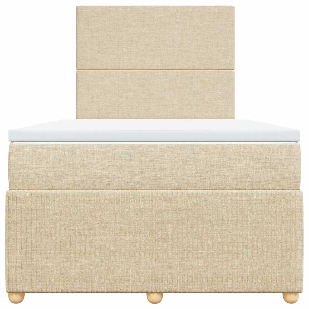 Κρεβάτι Boxspring με Στρώμα Κρεμ 120x200 εκ. Υφασμάτινο - Pakobazaar