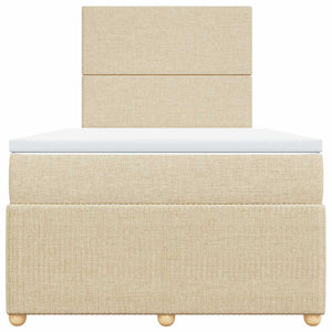 Κρεβάτι Boxspring με Στρώμα Κρεμ 120x200 εκ. Υφασμάτινο - Pakobazaar
