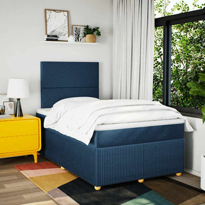 Κρεβάτι Boxspring με Στρώμα Μπλε 120x200 εκ. Υφασμάτινο - Pakobazaar