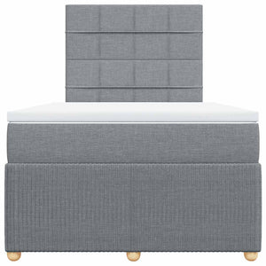 Κρεβάτι Boxspring με Στρώμα Ανοιχτό Γκρι 120x200 εκ. Υφασμάτινο - Pakobazaar