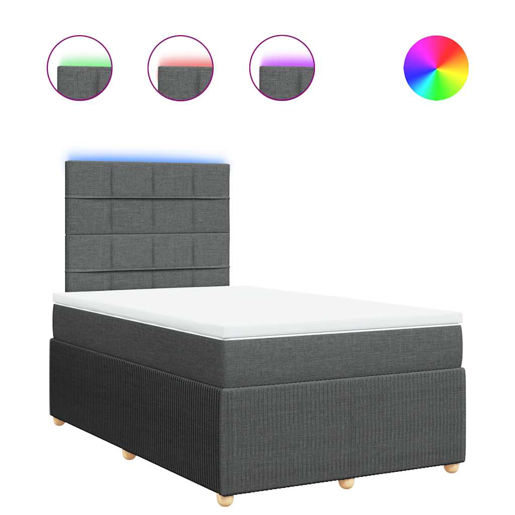 Κρεβάτι Boxspring με Στρώμα Σκούρο Γκρι 120x200 εκ. Υφασμάτινο - Pakobazaar