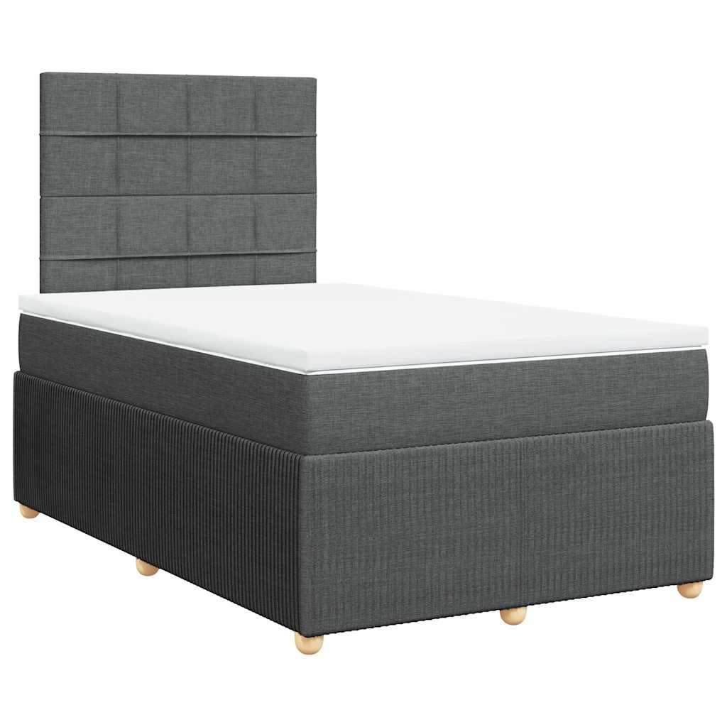 Κρεβάτι Boxspring με Στρώμα Σκούρο Γκρι 120x200 εκ. Υφασμάτινο - Pakobazaar