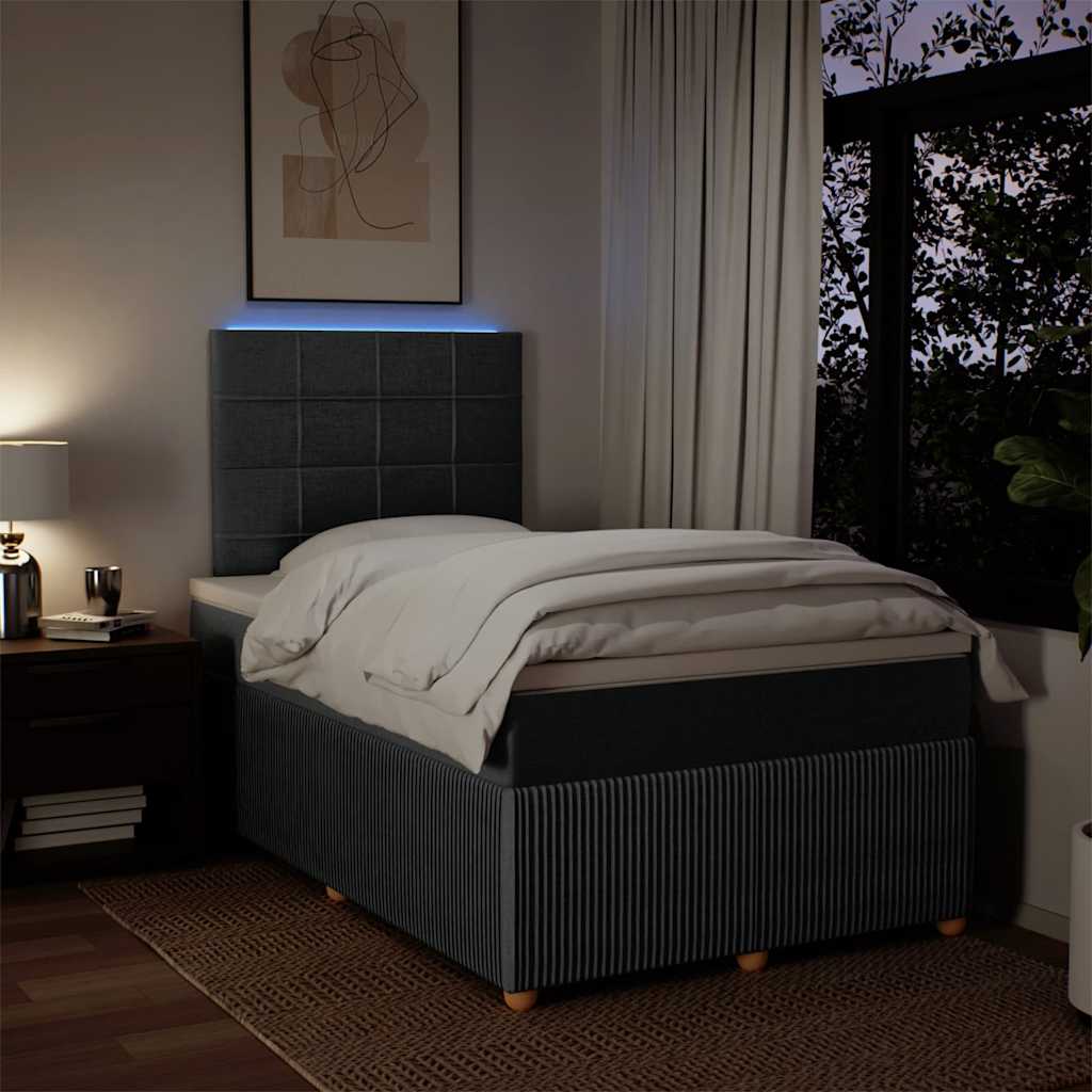 Κρεβάτι Boxspring με Στρώμα Σκούρο Γκρι 120x200 εκ. Υφασμάτινο - Pakobazaar