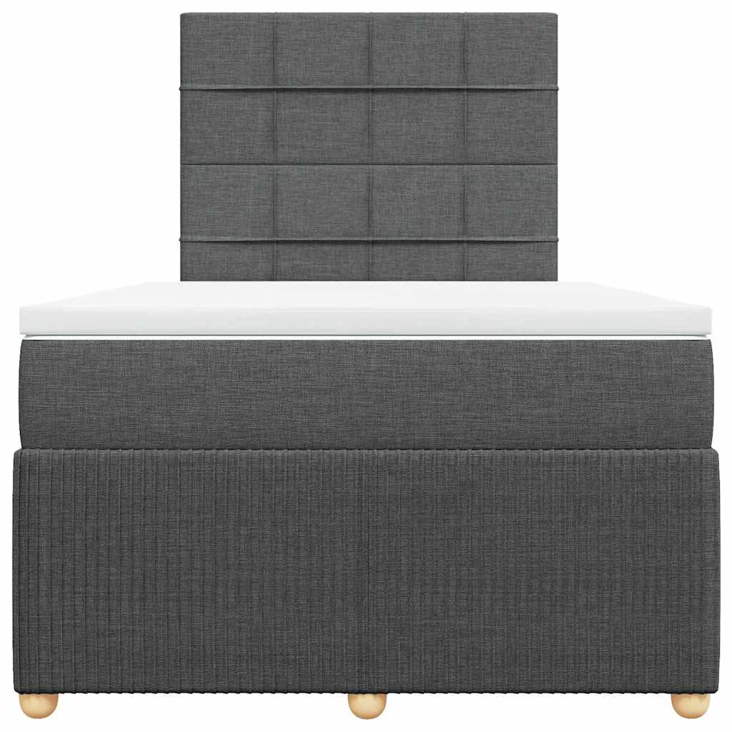 Κρεβάτι Boxspring με Στρώμα Σκούρο Γκρι 120x200 εκ. Υφασμάτινο - Pakobazaar