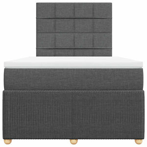 Κρεβάτι Boxspring με Στρώμα Σκούρο Γκρι 120x200 εκ. Υφασμάτινο - Pakobazaar