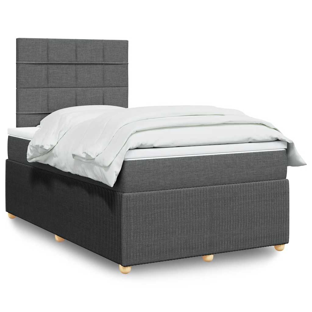 Κρεβάτι Boxspring με Στρώμα Σκούρο Γκρι 120x200 εκ. Υφασμάτινο - Pakobazaar