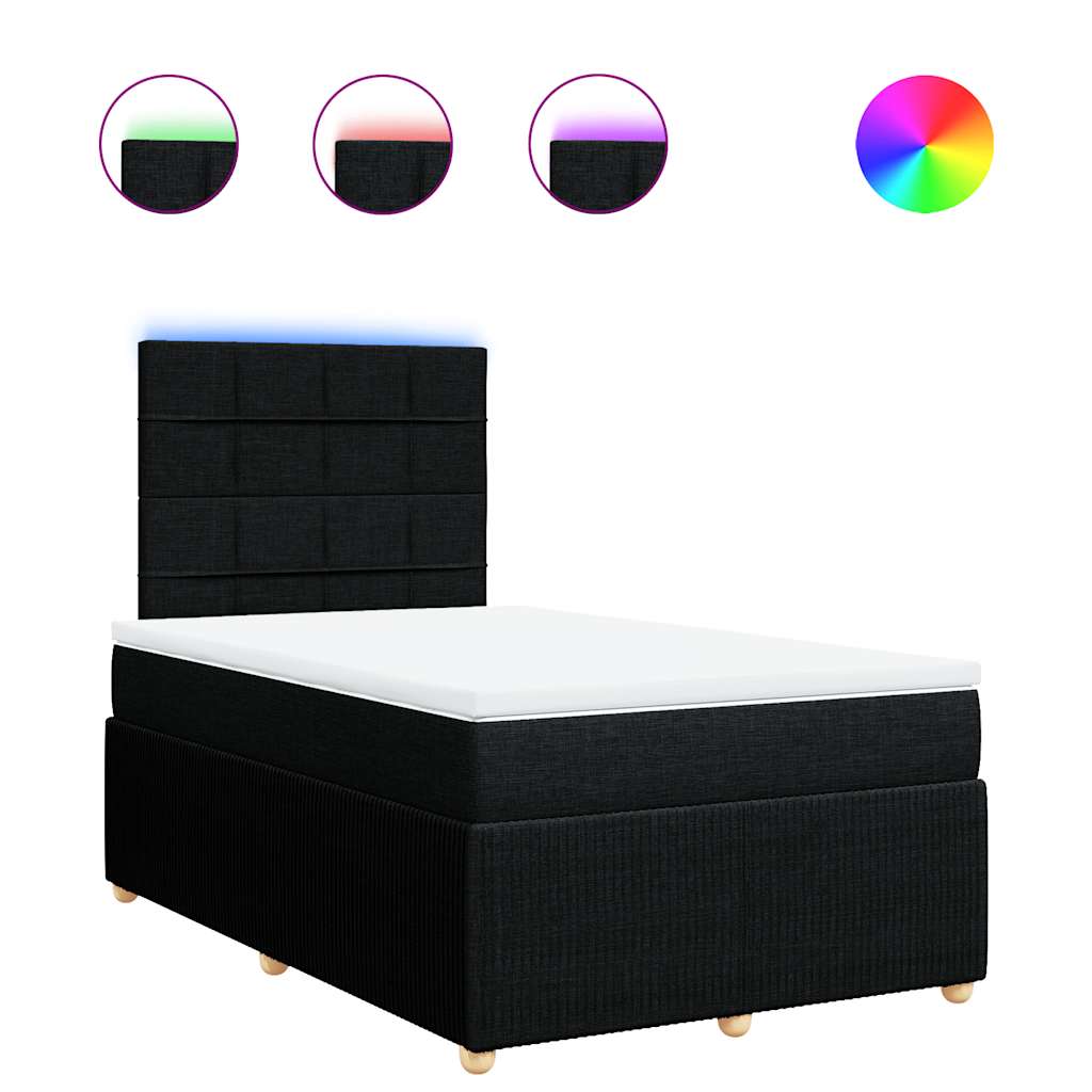 Κρεβάτι Boxspring με Στρώμα Μαύρο 120x200 εκ. Υφασμάτινο - Pakobazaar