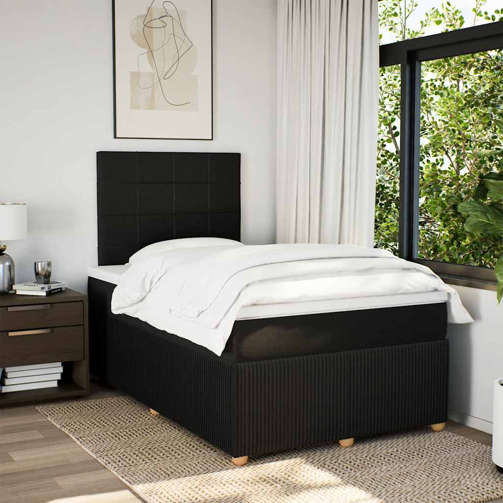 Κρεβάτι Boxspring με Στρώμα Μαύρο 120x200 εκ. Υφασμάτινο - Pakobazaar