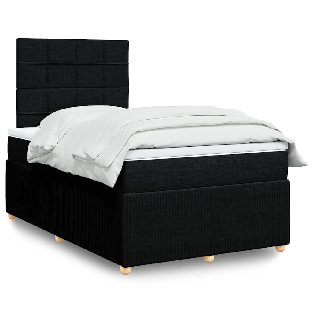 Κρεβάτι Boxspring με Στρώμα Μαύρο 120x200 εκ. Υφασμάτινο - Pakobazaar
