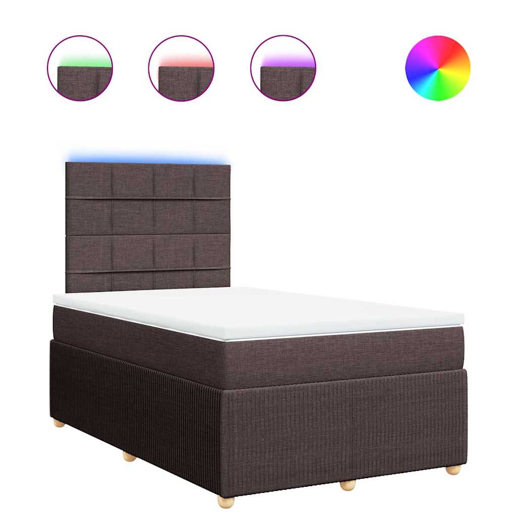 Κρεβάτι Boxspring με Στρώμα Σκούρο Καφέ 120x200 εκ. Υφασμάτινο - Pakobazaar