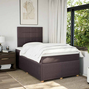 Κρεβάτι Boxspring με Στρώμα Σκούρο Καφέ 120x200 εκ. Υφασμάτινο - Pakobazaar