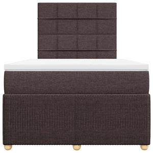 Κρεβάτι Boxspring με Στρώμα Σκούρο Καφέ 120x200 εκ. Υφασμάτινο - Pakobazaar