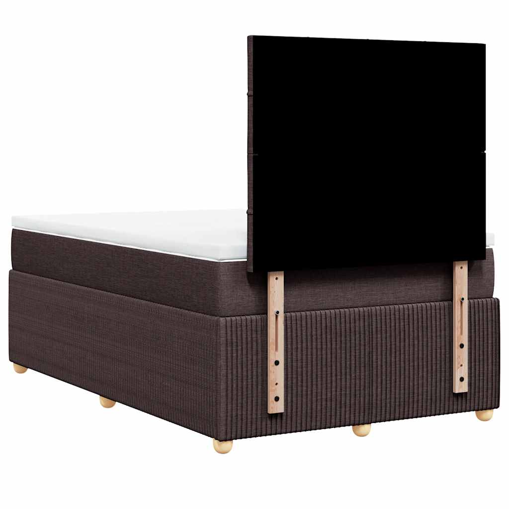 Κρεβάτι Boxspring με Στρώμα Σκούρο Καφέ 120x200 εκ. Υφασμάτινο - Pakobazaar