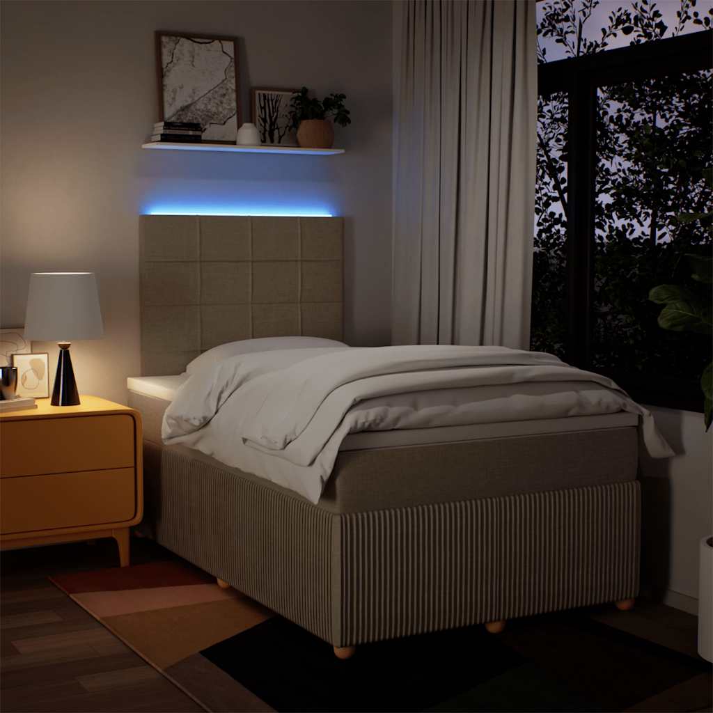 Κρεβάτι Boxspring με Στρώμα Κρεμ 120x200 εκ. Υφασμάτινο - Pakobazaar