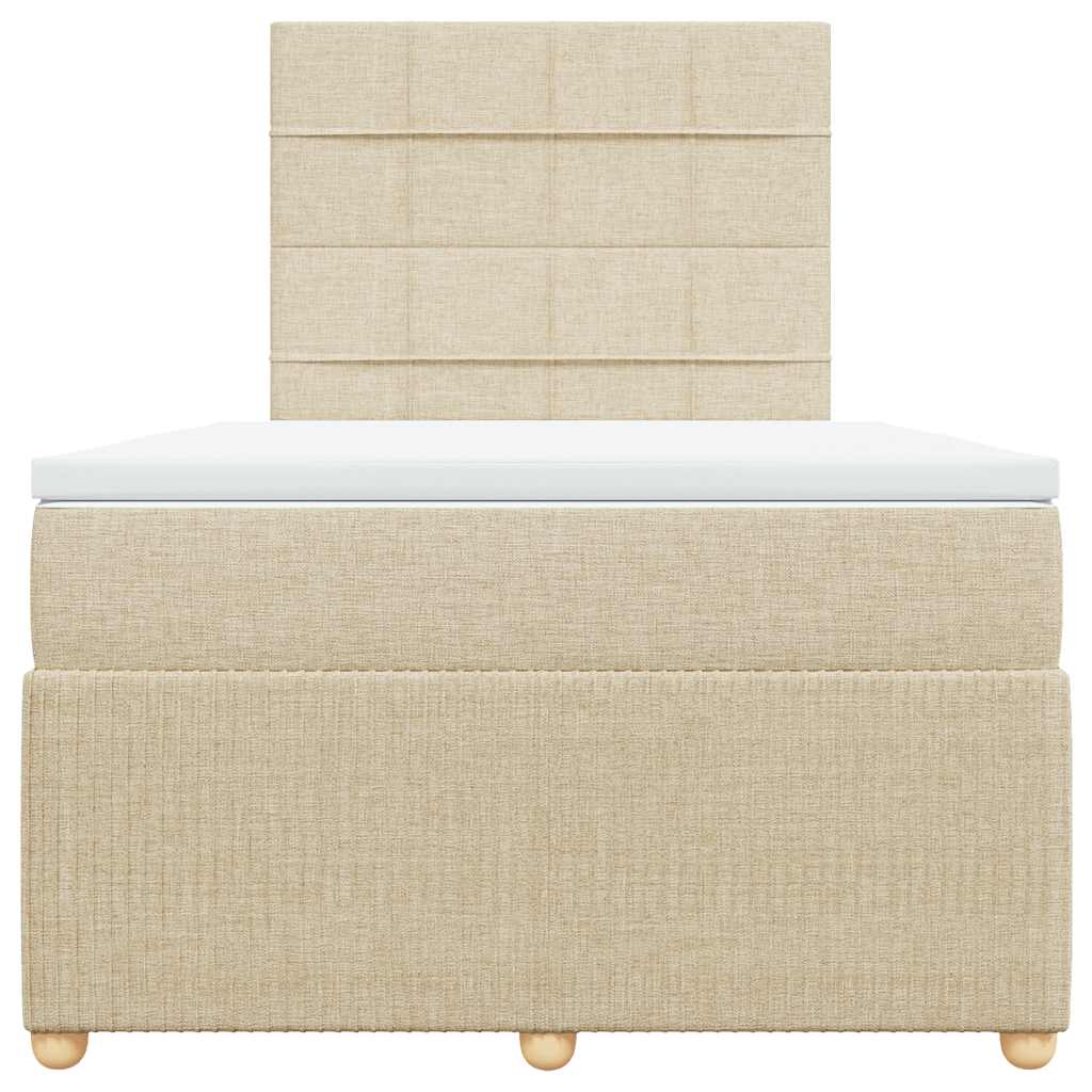 Κρεβάτι Boxspring με Στρώμα Κρεμ 120x200 εκ. Υφασμάτινο - Pakobazaar