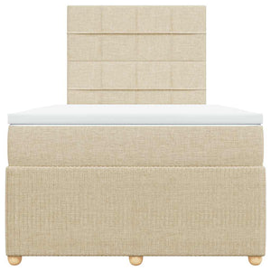 Κρεβάτι Boxspring με Στρώμα Κρεμ 120x200 εκ. Υφασμάτινο - Pakobazaar